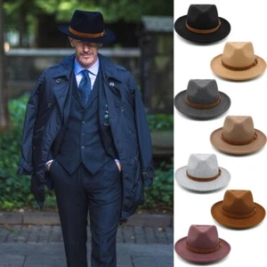 Unisex Men Women Wool Blend Panama Hats Wide Brim Sunhat Caps Size 7 1/8-7 3/8 - Picture 1 of 16