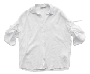 ZARA Women's Casual Oversized Shirt Top Blouse White Cotton Size Small EUC - Picture 1 of 3