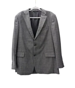 Nordstrom Mens Gray Plaid Jacket Blazer Suit Size 44L 100% Wool - Picture 1 of 12