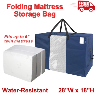 Folding Mattress Storage Bag - Durable Carry for Tri-Fold Twin Mattress And Navy - Image 1 of 4
