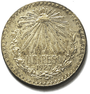1927 Mexico Silver One Peso Coin KM#455