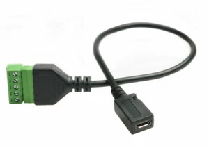 Micro USB 2.0 Female to 5 Pin Female Bolt Screw Shield Terminal Adapter - 0.3m - Picture 1 of 6