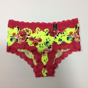 Torrid Women's Plus Size Cheeky Panties Size L Large Neon Yellow Floral Lace 