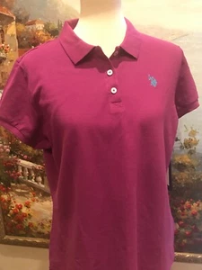 US Polo Assn Juniors Solid Pique Polo Shirt Purple Girls XL New - Picture 1 of 8