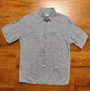 Burma Bibas Button Up Shirt Mens M Black Herringbone Linen Cotton Beach Tropical - Picture 1 of 11