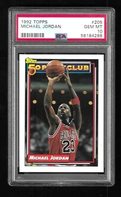 Michael Jordan 1992 Topps basketball card #205 Chicago Bulls NBA PSA GEM MT 10 - Image 1 of 2