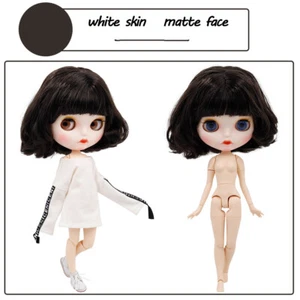 12" Blythe doll Nude Short Black hair Custom face white skin makeup Joint body - Picture 1 of 1