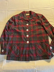 Vtg. Pendleton 49er Ladies Red Green Check Plaid Wool Lightweight Shirt Sz M - Picture 1 of 13
