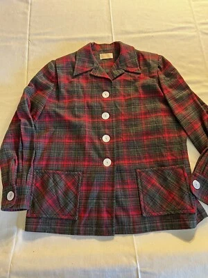 Vtg. Pendleton 49er Ladies Red Green Check Plaid Wool Lightweight Shirt Sz M - Image 1 of 4