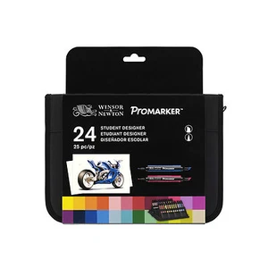 Winsor & Newton Promarker Student Designer Wallet Set - 24 Marker Pens & Case - Picture 1 of 7