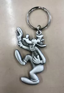 Solid Pewter Disney GOOFY Funny Dog Silver Figurine Keychain L - Picture 1 of 2