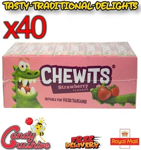Full Box of 40 Chewits Strawberry Flavour Chews Sweets Party Bag Filler Pantry - Picture 1 of 1