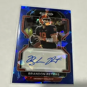 2023 Panini Prizm Draft Picks Brandon Peters Blue Cracked Ice Rookie Auto /75 - Picture 1 of 2