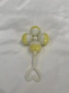 VTG. 60’s 70s Baby Rattle. Plastic Baby Toy, Yellow & White Works - Picture 1 of 4