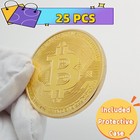 ✅ 25 Pcs Physical Bitcoin Commemorative Coin Gold Plated Collection Collectible