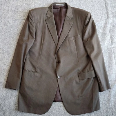 Hickey Freeman Loro Piana Wool Silk Suit Blazer Striped Men's 48L Brown USA  - Image 1 of 4