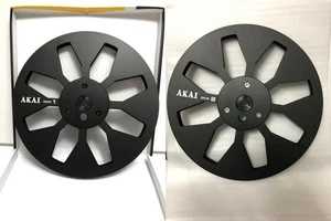 One Pair Akai Metal Aluminum 7'' Black Tape Reel For GX-747 4000D Tape Recorder - Picture 1 of 10