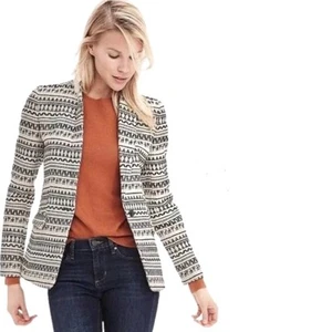 Chaqueta Blazer Banana Republic Mujer Azteca Tribal Negocios Oficina Neutral 2 Nueva con Etiquetas - Imagen 1 de 14