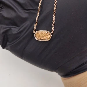 KENDRA SCOTT Elisa Rose Gold Pendant Necklace Rose Gold Iridescent Drusy 16" - Picture 1 of 16