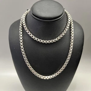 Vintage 925 Sterlingsilber Italien Box Kette Halskette 51,4 Gramm 24" Zoll - Bild 1 von 5