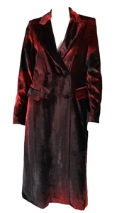 ALBERTA FERRETTI 2023 Bordeaux Red Velvet Double Breasted Coat 42 - Picture 1 of 7