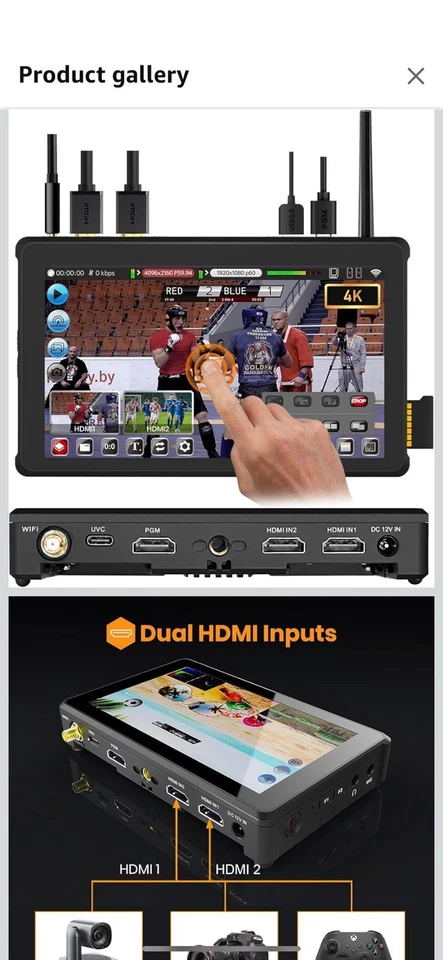 TARION Video Mixer Switcher for Streaming: 4-in-1 5.5 Touch Screen HDMI Input - image 1 of 4