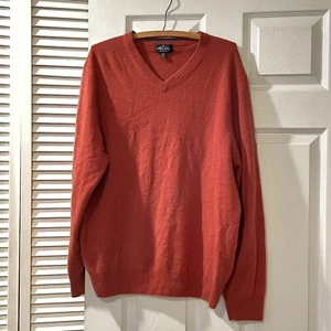 Allen Solly Cashmere V-Neck Sweater Size XL Desert Red Pullover Comfy Cabincore - Picture 1 of 8