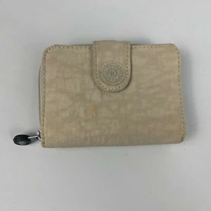 Kipling Purse Wallet Trifold Zip Around Nylon Taupe Card Holder Coin Pouch Cream - Picture 1 of 8
