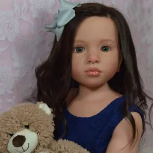 Kit bambola reborn dipinta 40'' enorme bambina radicata capelli lunghi panno corpo regalo - Foto 1 di 6