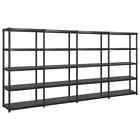 Storage Shelf 5-Tier Black 340x40x185 cm Plastic