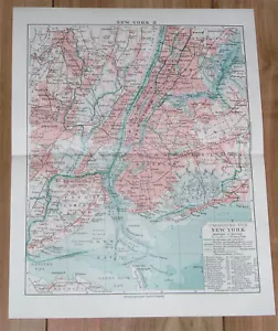 1925 VINTAGE MAP OF NEW YORK CITY BROOKLYN JERSEY CITY MANHATTAN ON REVERSE SIDE - Picture 1 of 16