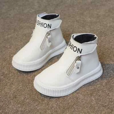 Children Fashion Boots Side Zipper Round-toe Kids Boys Sport Boots Classic Color - Image 1 of 4