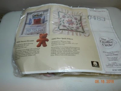 vintage Star quilt pillow 0483 NEEDLEPOiNT KiT 1988 The Creative Circle Sealed - Image 1 of 2
