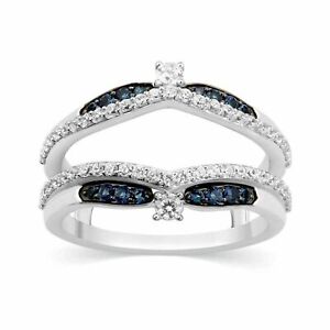 2.00Ct Round Simulated Sapphire Enhancer Wrap Guard 14k White Gold Plated