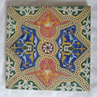 STUNNING LARGE 8 INCH GOTHIC REVIVAL ANTIQUE TILE COLOURFUL