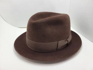 DOBBS DAYTON 2 CORDOVA BROWN FUR FELT HAT FEDORA MADE IN USA - Picture 1 of 8