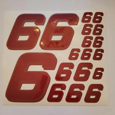 Metallic Burgandy w shadow #6's Racing Vinyl Decal Sheet 1/10-1/12DEFECTIVE BOXD - Image 1 of 4