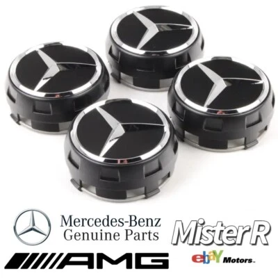 Mercedes-Benz • Juego de tapacubos centrales de rueda AMG negros • W205 W213 • #A00040009009283 Foto 1 de 4
