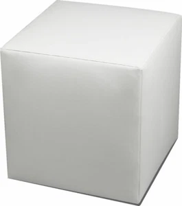 POUF CUBO CON PIEDINI IN ECOPELLE BIANCA - MADE IN ITALY - Foto 1 di 1