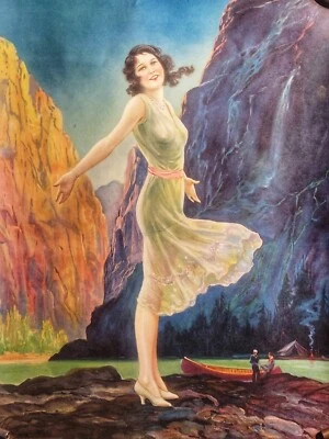 Pôster antigo da década de 1920 art déco impressão glamour pinup flapper estilo Henry Clive  - Imagem 1 de 4