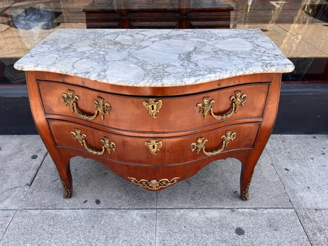19th Century Italian Two Drawer Bombay Dresser With White Marble Top Cover