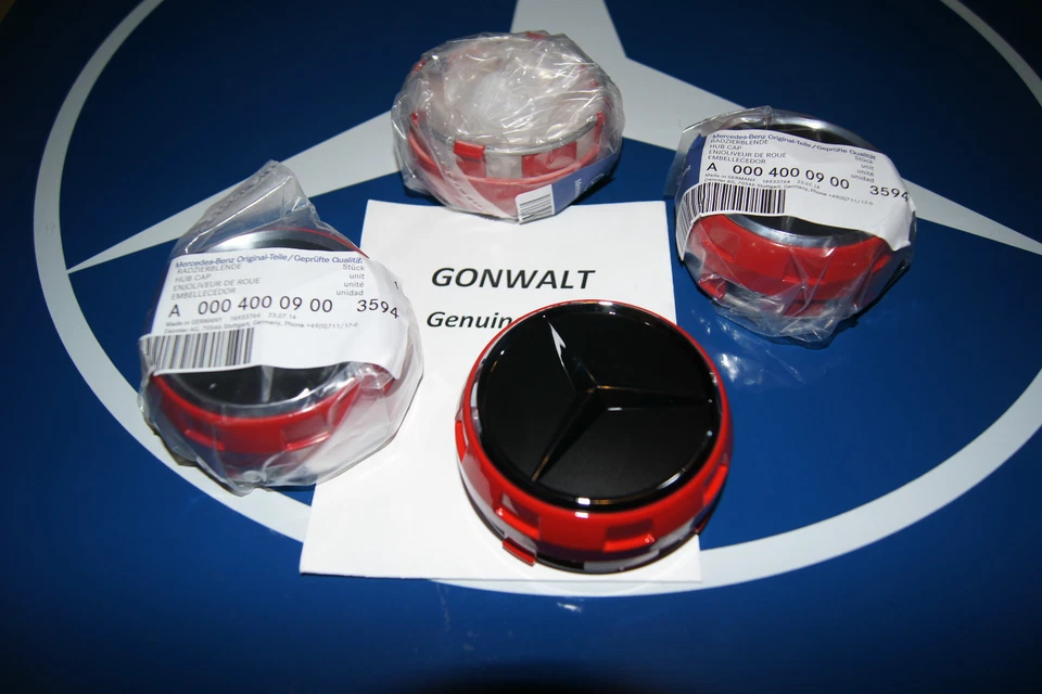 Tapa llanta elevada Mercedes Benz B C CLA GLA E ML GL CLS SL rojo ámbar/negro Foto 1 de 1