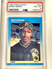 1987 Fleer Glossy 604 Barry Bonds PSA 8 Pirates Giants RC Rookie