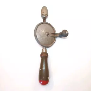 Vintage Stanley Handyman Hand Crank Drill Wood Handle USA Made No. H1214 - Picture 1 of 9