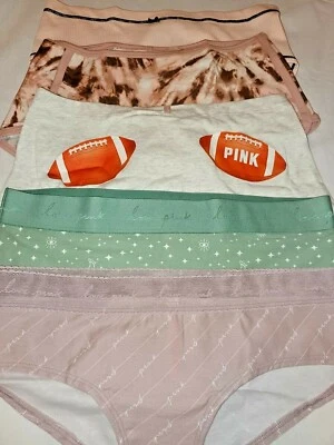 Lote de calcinhas VICTORIA SECRET PINK tamanho G algodão pacote com 5 biquíni hipster logotipo Super Bowl - Imagem 1 de 4
