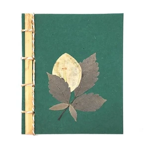 Handmade Notebook Official Manfarita 4.3" x 5.5" 100 pages - Green Leaf - Picture 1 of 3
