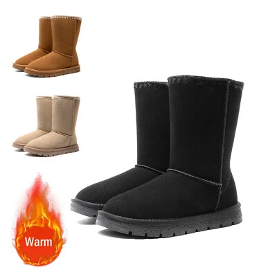 Botas de nieve forradas de piel sintética antideslizantes a media pantorrilla botas de invierno zapatos al aire libre para mujer Foto 1 de 4