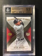 2007 UPPER DECK ROOKIE OF MONTH RYAN BRAUN ROOKIE RC BREWERS BGS 9.5 GEM MINT