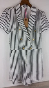 Hearts And Bows black & white Lois stripe tux Collared Playsuit Size UK 8 - Picture 1 of 2