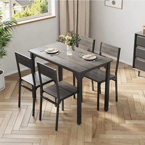 Breakfast Dining Table and 4 Chairs 5 Piece Dining Room Set Modern Kitchen Home - Picture 1 of 21